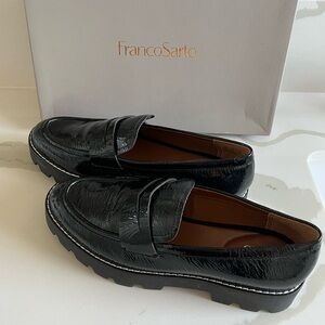 Bali Black Patent Leather Lug Sole Loafers
